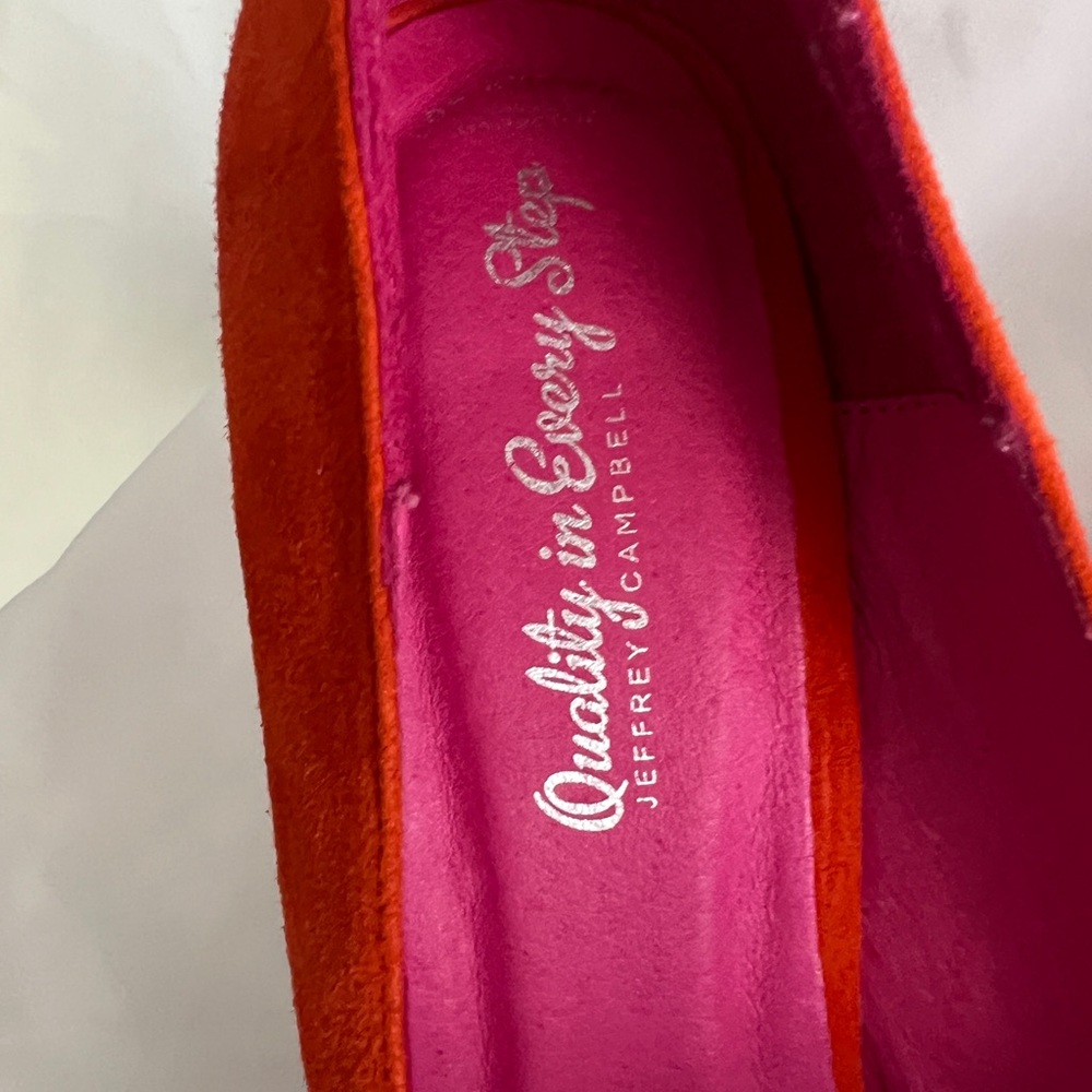 JEFFREY CAMPBELL Garrett Orange/Fuschia Suede Combo Heels. NEW!! IN BOX!! - Picture 6 of 8